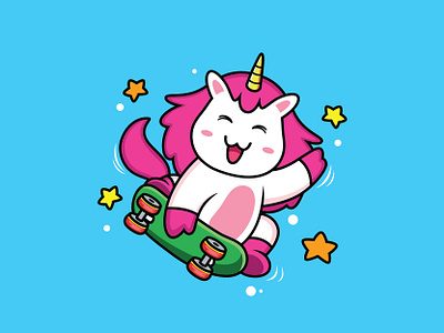 Skate Unicorn !!! 🦄😁💗 adorable animal art cartoon cartoon horse character cute design illustration illustrations love mascot mascot design myth smile unicorn unicorn logo unicorns vector
