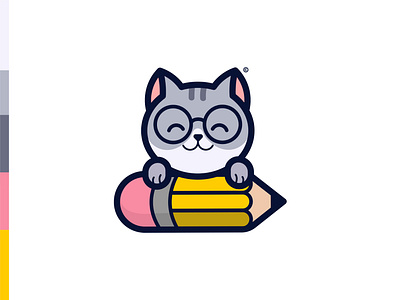 Educats | Logo Design 2020 animal app logo branding cat cat logo cute logo education app logo logo 2020 pencil logo study app