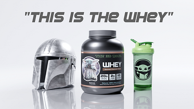 The Whey 🪐 3d baby yoda blender blender 3d blender3d mandalorian product render supplement tumbler whey