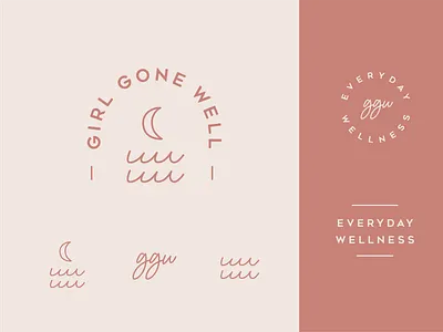 Girl Gone Well branding logo moon waves wellness