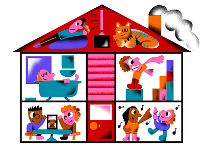 Stay Home art character colorful design editorial flat fun home illustration illustrator people quarantine