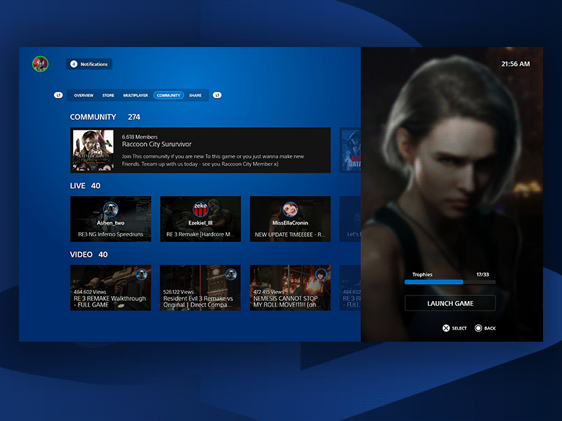 Playstation 5 - Game community branding concept console dashboard gaming interaction interface playstation playstation 5 ps5 tv ui ux