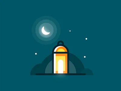 Lantern in Night Sky flat illustration lantern minimal muslim ramadan vector