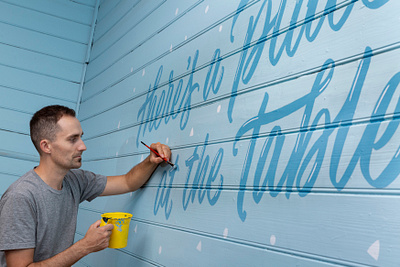 ‘A Place at the Table’ Mural church community hand lettering lettering mural mural painting muralist old church script lettering sign painting type typography welcome