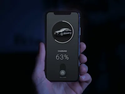 Minimalist Car Lock Screen app design dark mode dark ui electric car lock screen mercedes neumorphic uiux