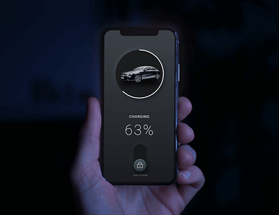 Minimalist Car Lock Screen app design dark mode dark ui electric car lock screen mercedes neumorphic uiux