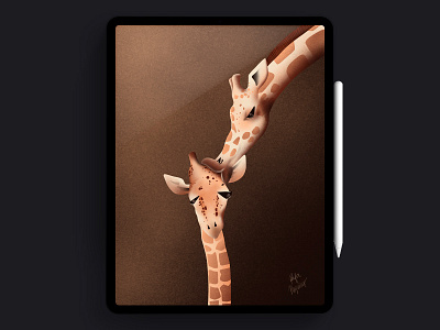 Giraffe digitalart giraffe illustraion ipadpro monthsmothers mothers mothersday procreate procreate art