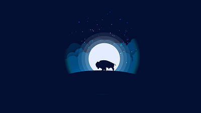 buffalo moonlight design illustration