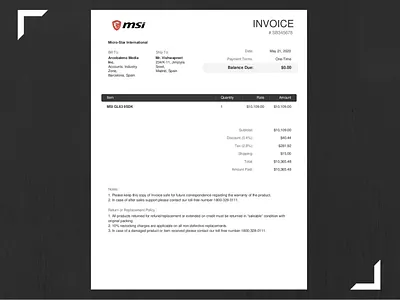 MSI Invoice Template - Idea 100daysofui adobexd dailyui design ui