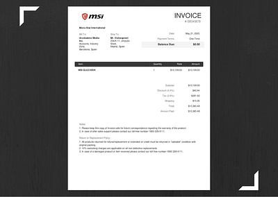 MSI Invoice Template - Idea 100daysofui adobexd dailyui design ui