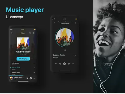 Music Player- UI Concept app diseño diseño de interfaz figma iphone music music player reproductor de musica screen ui uichallenge uidesign user interface user interface design ux