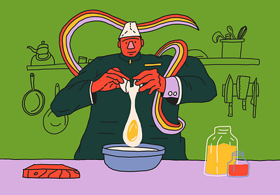 What's Cookin baking chef chefin chefing color cooking drawing hungry illustration keepinon line pots potsandpans rainbow