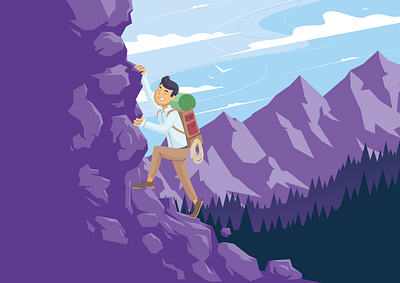 Climbing scene accessibility character climbing handbook illustration struggle ux