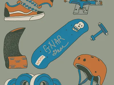 Nouns of Skating deck grip grip tape helmet illustration shoes skate skateboard skateboarding skating spot illustration trucks vans wheels