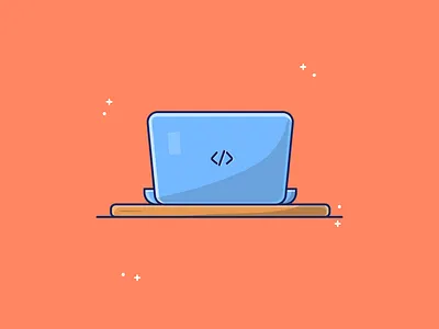 Laptop on bench clean design elegant illustration laptop simple vector work workstation