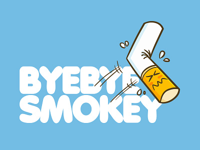 Smoke bye bye branding bye cartoon cute design funny illustration kawaii smoke smoker smokey stop typography vector