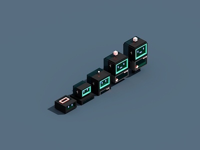 Dark 3d illustration magicavoxel render robot voxel