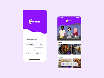 Cookery app design illustration logo uiux visual design