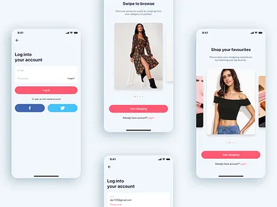 (Part 2) The Girls Shop - Shopping App UI KIT login onboarding screen shop shop app shopping shopping app the girls shop walkthrough screen
