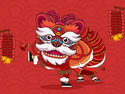 Chinese lion dance china chinese chinese new year design happynewyear illustration lion liondance