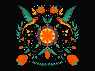 colibri folk art bird illustration colibri design fashion flat flower folkart folklore illustration pattern design vector illustration
