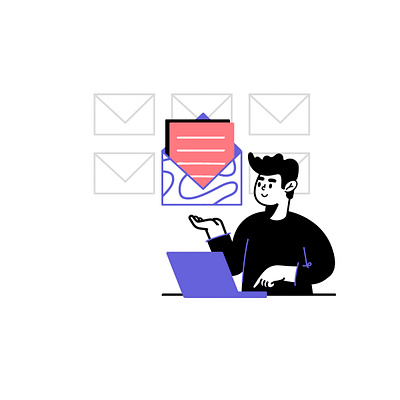 Contact Us 2d affinity designer character contact flat illustration linear mail pink purple vector website