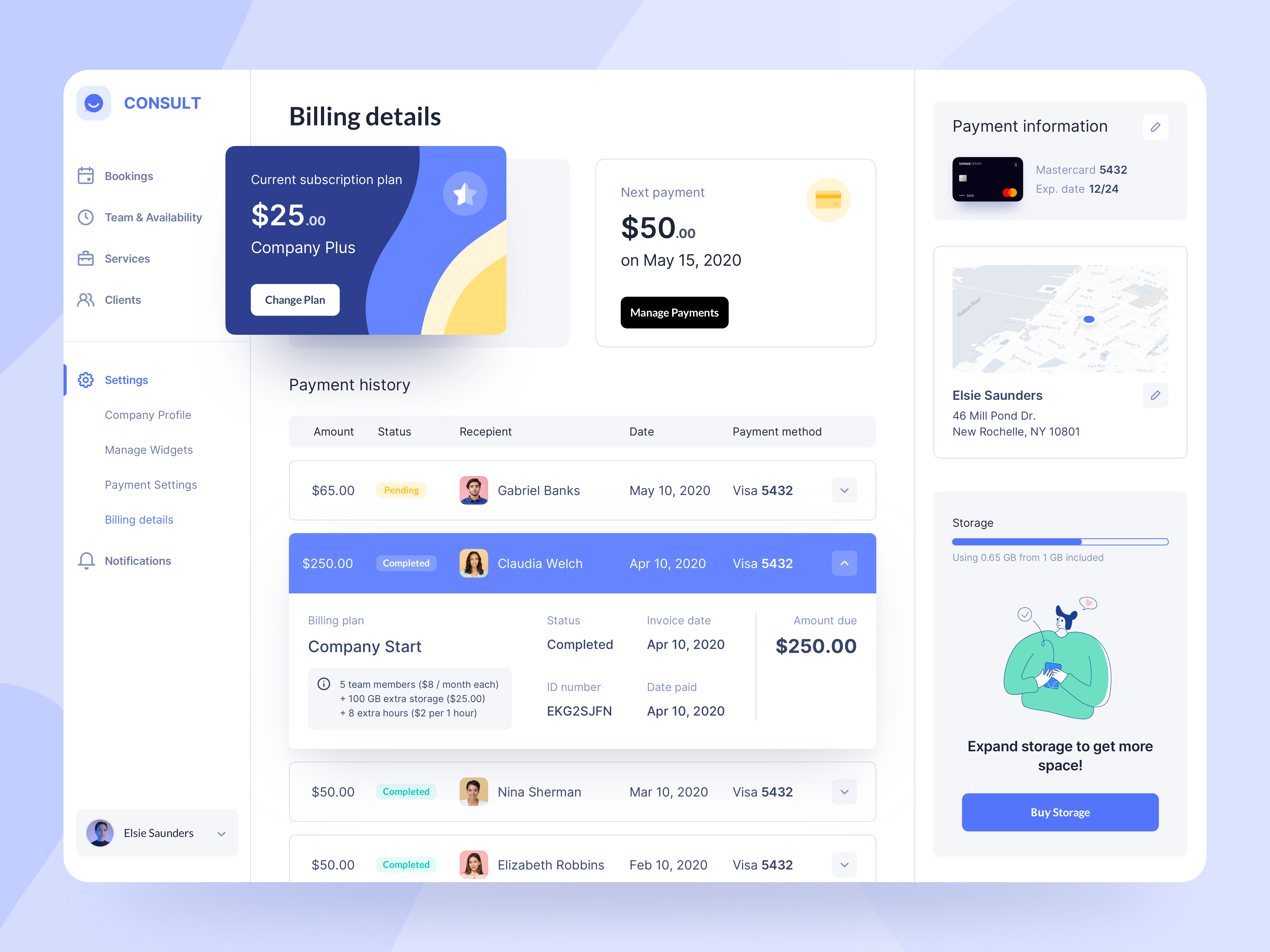Example of Billing Dashboard