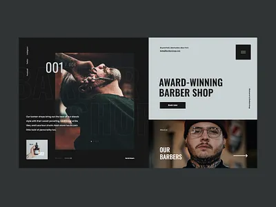 #85 Shots for Practice barber barbershop beard concept design flat graphic hairdresser homepage minimalism typography ui ux website