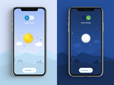 Light Mode and Dark Mode app clean ui daily ui dark mode dark ui day dribble dribble best shot ios app design light mode minimal minimalism modern design moon night product design sun ui ux visual design