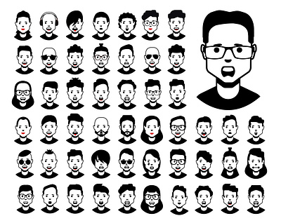 High quality avatar icon set avatar coal design face flat graphic icon logo symbol vector