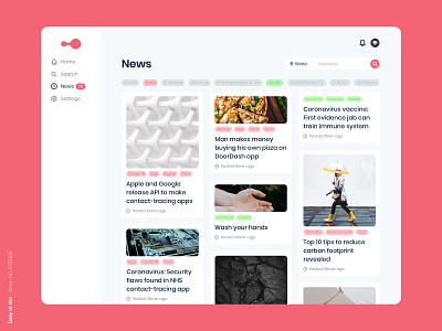 Daily UI 094 - News 094 articles coronavirus covid covid19 daily 100 challenge dailyui dailyuichallenge design news newsfeed tag ui uidesign uiux userinterface uxdesign webdesigner