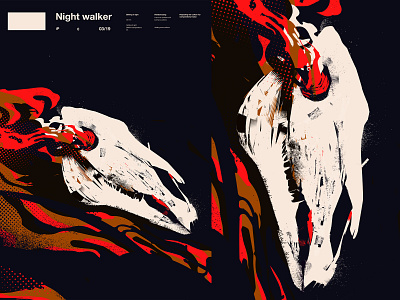 Nightwalker abstract animal skull composition dots grunge grunge textures horse horse skull illustration ink laconic lines minimal polka dots poster poster art skull skull art smokes smokestack