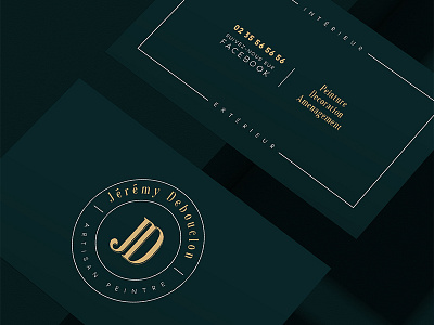 Logo design for Jeremy Debouclon circle gold green identity logo monogram painter