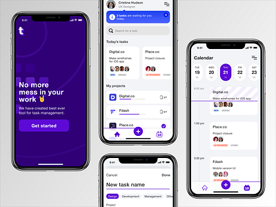 Task manager app calendar dashboard icons interaction ios mobile tapbar task task manager ui uiux