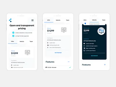 Cloudsmith - Mobile concept design dev illustration mobile mobile ui packages payments plans price start tech ui uxui
