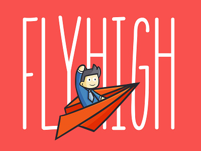 PaperPlane branding businessman cartoon corporate cute design employee flying funny high illustration kawaii paper plane typography vector worker