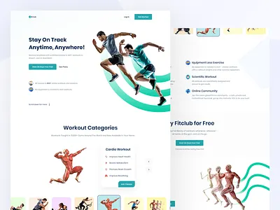 Fitclub - Fitness Landing Page Exploration #2 branding finance finance dashboard fitness fitness website design health health website design illustration popular shot ui ux web application web design website design