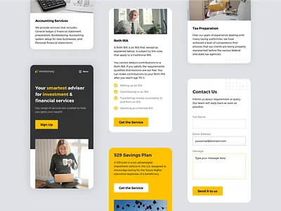 Investonary - Mobile View homepage interface investment landing page machine learning mobile ui responsive design typography ui ui design ux web design webpage website