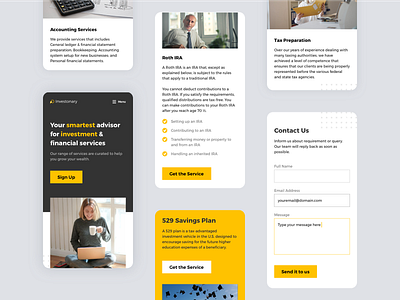 Investonary - Mobile View homepage interface investment landing page machine learning mobile ui responsive design typography ui ui design ux web design webpage website