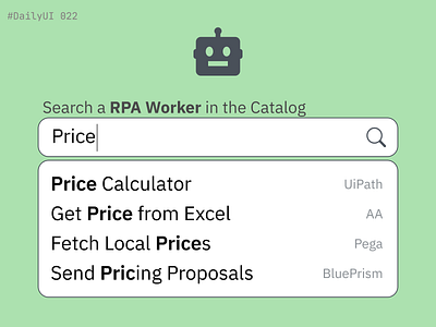 DailyUI #022 Search Bar - RPA Bots