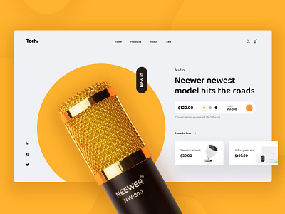 Tech Shop Hero Scene clean design gold graphics hero product shop tech ui ux website yellow