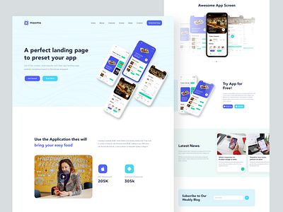 Maxima - App Landing Page Design V2 animation app landing page deshboard design flat food app icon illustration landing page logo minimal product design product page ui userinterface vactor web web design website