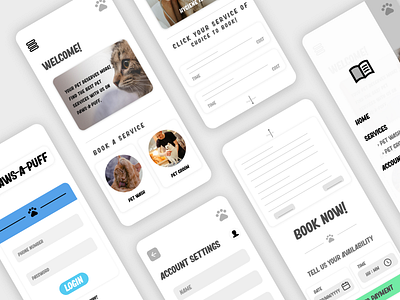 UI/UX | Pet Wash & Grooming Service app app design app ui design flat home service menubar minimal mobile app mobile ui pet app service app typography ui uidesign uiux