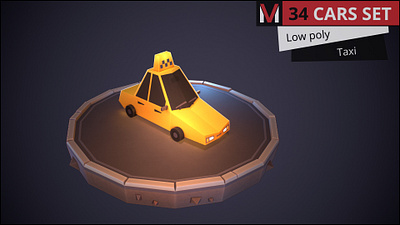 Low Poly Taxi car by MESHVILLE 3d bus cars cartoon cartoons collection jeep low lowpoly meshville model pickup police poly sedan set taxi transport van vehicles