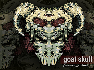 vector illustration of goat skull one eye character dark design draw illustration pencil sketch esportlogo goat goat logo illuminati illustraion logodesign metal one eye simbol skull tshirt design underground