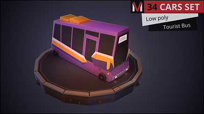 Low poly car bus cartoon style by MESHVILLE 3d bus cars cartoon cartoons collection jeep low lowpoly meshville model pickup police poly sedan set taxi transport van vehicles