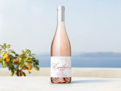 Émilie Rosé bottleshot label label design mockup packaging rosé typography wine wine label wine label design