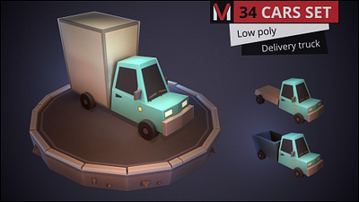 Low pol delivety truck car 3d model by MESHVILLE 3d bus cars cartoon cartoons collection jeep low lowpoly meshville model pickup police poly sedan set taxi transport van vehicles