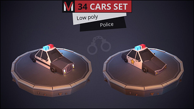 Low poly police car cartoon by MESHVILLE 3d bus cars cartoon cartoons collection jeep low lowpoly meshville model pickup police poly sedan set taxi transport van vehicles