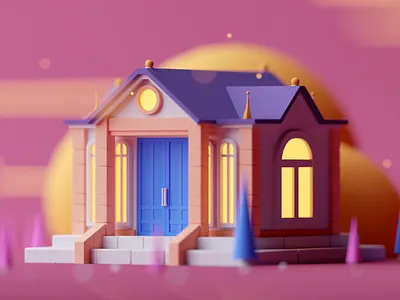 Old Building 3d c4d cinema 4d fantasy game design illustration isometric isometric room low poly octane